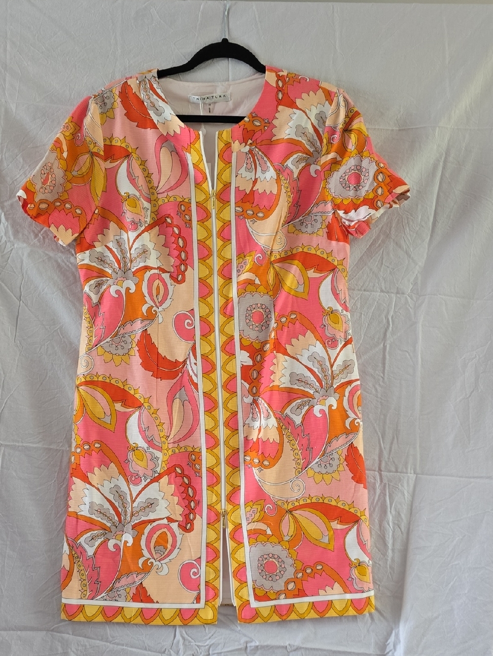Trina Turk Pink & Yellow Paisley Mini Dress